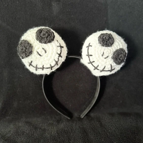 Crochet Jack Skellington Mickey Ears - Picture 2 of 4